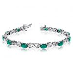 emerald bracelet 14k white gold natural emerald and diamond tennis bracelet (6 inch length) MVHUJWC