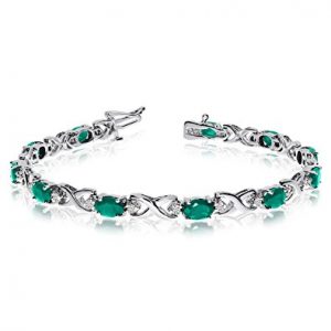 emerald bracelet 14k white gold natural emerald and diamond tennis bracelet (6 inch length) MVHUJWC