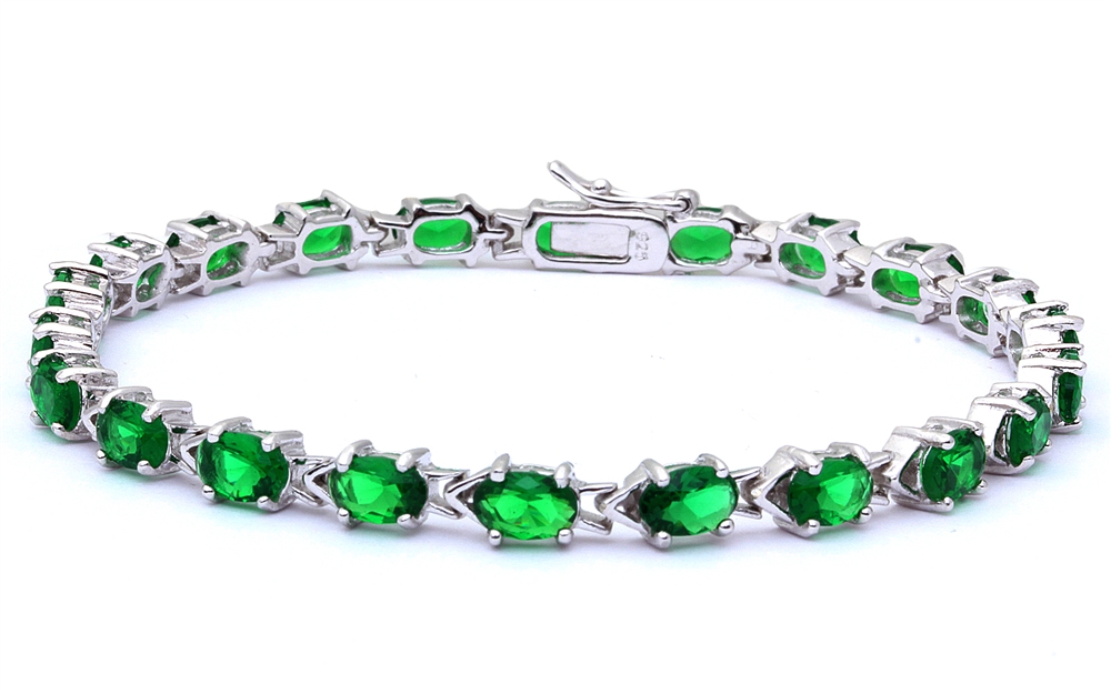 emerald bracelet .925 sterling silver 7.25 KBFHMRU