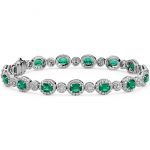 emerald bracelet emerald and diamond halo bracelet in 18k white gold (5x4mm) OHMZITF