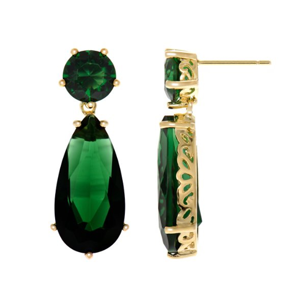 emerald earrings angu0027s 25 tcw green cz pear drop goldtone earrings CZRCRDJ