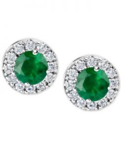 emerald earrings emerald (1 ct. t.w.) and diamond (1/3 ct. t.w. DQNHMDO