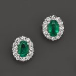 emerald earrings emerald and diamond oval stud earrings in 14k white gold - 100% SEHHBIJ
