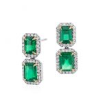 emerald earrings emerald-cut emerald diamond pavé drop earrings in 18k white gold (4.77 ct. XRJBGID