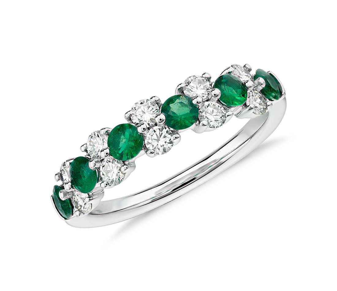 emerald jewelry emerald and diamond garland ring in 18k white gold (1/2 ct. tw CGRKSHB