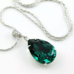 emerald jewelry emerald bridal necklace green bride necklace swarovski crystal emerald  teardrop pendant EALRSWC