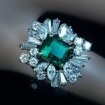 emerald jewelry vintage asymmetrical design emerald diamond engagement ring - antique  jewelry | QCYIFIK