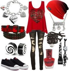 emo clothes cassic lilu0027 gurl. the color red looks great on her when you come down EXFDPQC