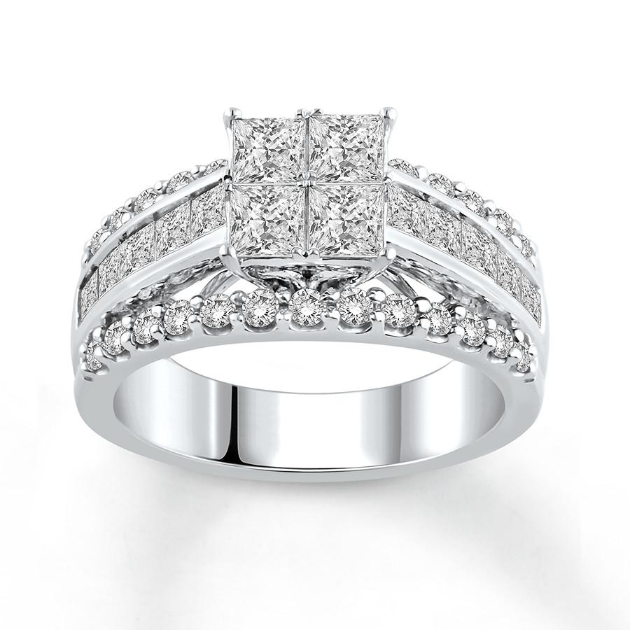 engagement rings diamond engagement ring 2-1/2 ct tw princess-cut 14k white gold NHUTZFN