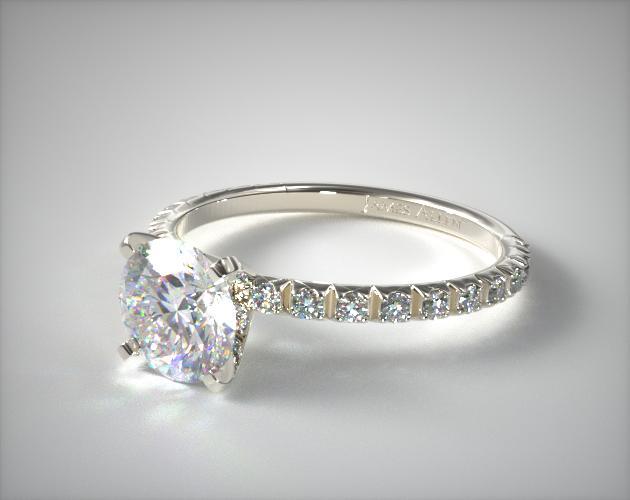 engagement rings thin french cut pave set diamond engagement ring | platinum | 17158p MHTRRJX