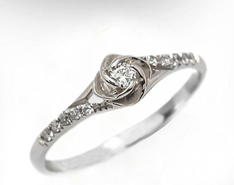 engagement rings unique vintage engagement ring, 14k / 18k white gold diamond engagement ring, rose MXEHCCW