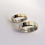 engraved promise rings, personalized promise rings silver with gold rim  coupleu0027s XJYIQKM