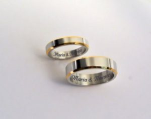 engraved promise rings, personalized promise rings silver with gold rim  coupleu0027s XJYIQKM