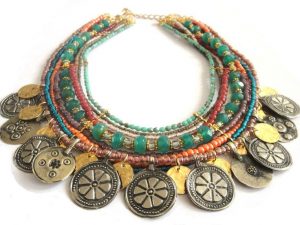 ethnic jewellery beaded multiple strands antique kuchi coin necklace - indian summer ethnic DOJBQJQ