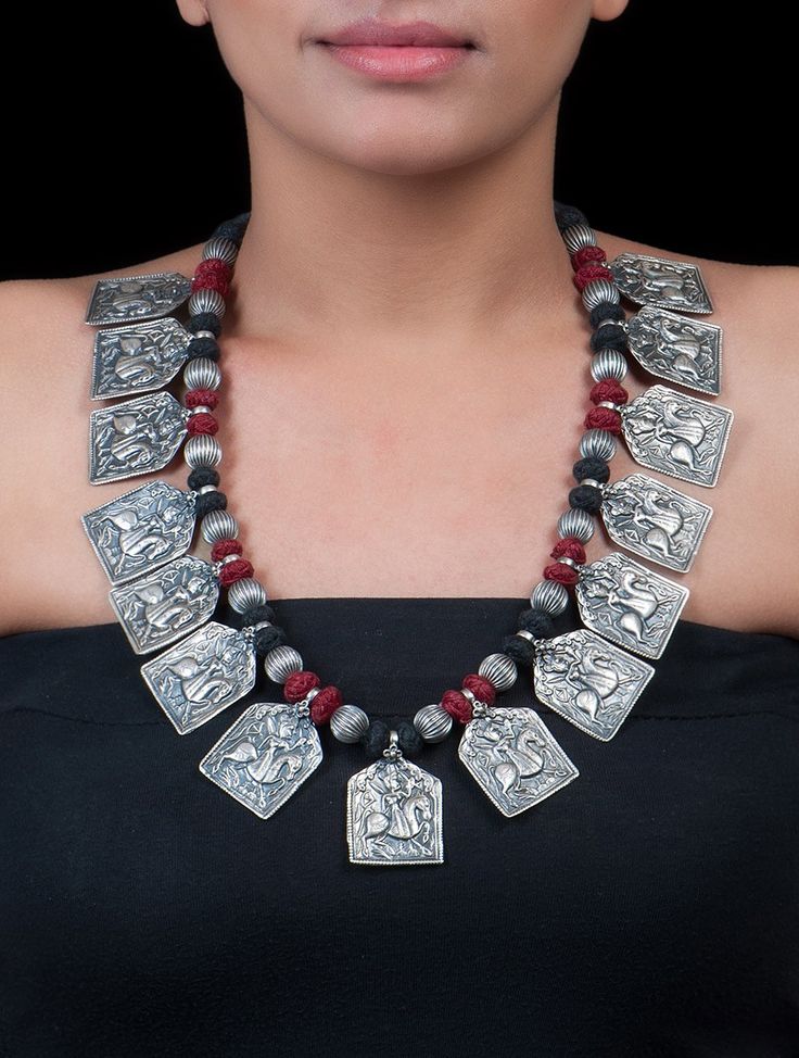 ethnic jewellery buy silver red black tribal necklace by jewels india jewelry story handmade EZDYVYK