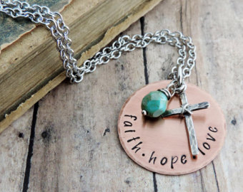 faith hope love necklace - christian jewelry - religious jewelry - WGWVEYS