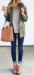 fall fashion #fall #fashion / military green jacket + gray ZSWKLOY