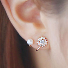 fashion earrings 1pair fashion jewelry women elegant pearl crystal rhinestone ear stud  earrings OZGNIML