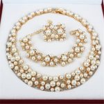 fashion jewelry sets 2016 new fashion imitation pearl 18k dubai gold necklace beads jewelry ICYVLGM