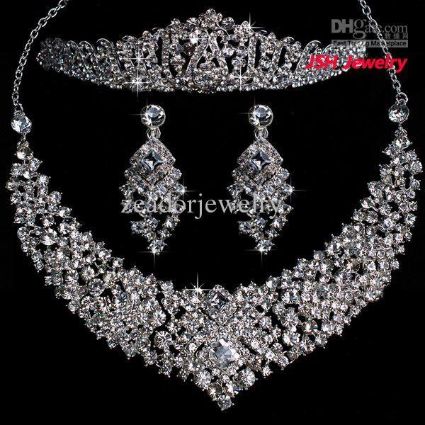 fashion jewelry sets bridal wedding jewelry set costume jewelry rhinestone wedding jewelry tiara  necklace TDJELHI