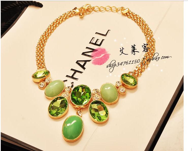 fashion necklaces for women 2013 sexy jewelry womenu0027s fashion necklaces 5pcs/lot lush green large  gemstone CQPWAYQ