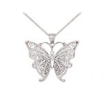 filigree silver butterfly necklace, made in the usa MSSSWBI