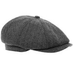flat hat black grey herringbone newsboy 8 panel baker boy tweed flat cap mens gatsby TECOKUG