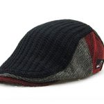 flat hat ychy menu0027s knitted wool duckbill hat warm newsboy flat scally cap (black) UVQGPKC