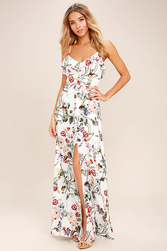 floral print dresses bloom on ivory floral print maxi dress 1 IQUMCJR