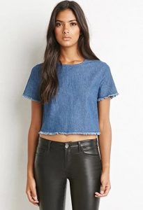 frayed denim crop top | forever 21 | #thelatest AZDFRMZ