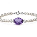 freshwater cultured pearl and amethyst bracelet with sterling silver WNINCFC