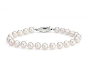 freshwater cultured pearl bracelet in 14k white gold (6.0-6.5mm) NLIHBKJ