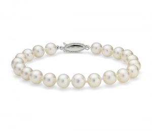 freshwater cultured pearl bracelet in 14k white gold (7.0-7.5mm) BWDLBDX