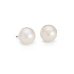 freshwater cultured pearl stud earrings in 14k white gold (9mm) WKYFXXX