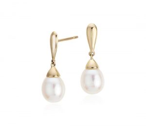 freshwater cultured pearl teardrop earrings in 14k yellow gold (7.5mm) HPCUAQE