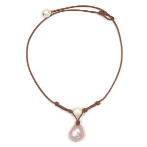 freshwater pearl necklace fine pearls and leather jewelry by designer wendy mignot grove freshwater MUYVKIB