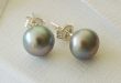 freshwater pearl stud earrings · grey studs CSRAVVD