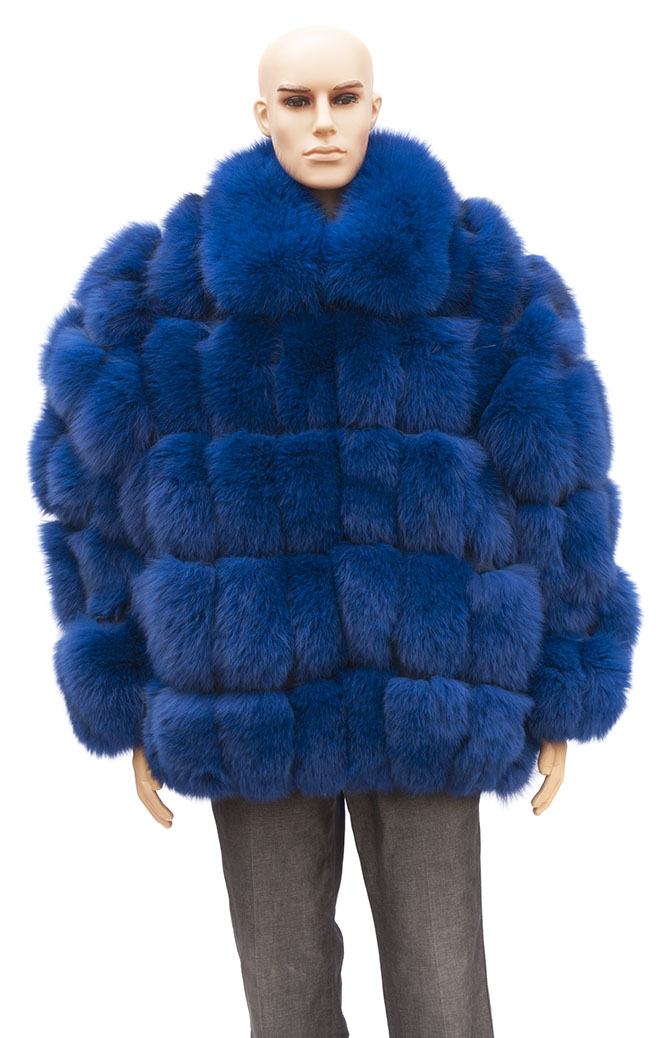 fur coats for men full skin royal blue fox fur jacket for men RBXNQIH