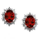 garnet earrings diamond oval garnet gemstone white gold starburst earrings $282.00 LYTHZVX
