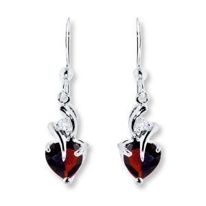 garnet earrings lab-created sapphire sterling silver QRPLTXP