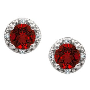 garnet earrings round cut garnet birthstone diamond white gold stud earrings $285.00 XQHEABQ