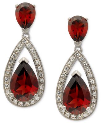 garnet earrings sterling silver earrings, garnet (6 ct. t.w.) and diamond (1/ DRLWIVW