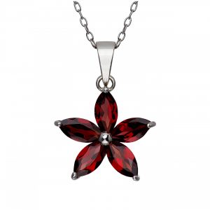 garnet necklace birthstone garnet flower marquise pendant in sterling silver (8 x 4) DPKCEBT