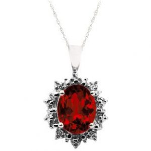 garnet necklace diamond oval garnet gemstone white gold starburst pendant $225.00 KMMVUNE