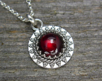 garnet necklace - small garnet pendant in sterling silver on sterling GZBUBCO