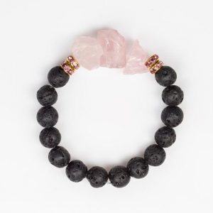 gemstone bracelets love the contrast of the lovely, feminine quartz with the dark lava JNAKQEV