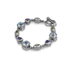 gemstone bracelets multi stone bracelet in sterling silver XMSTQDZ