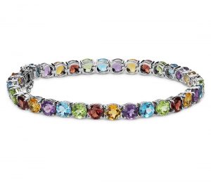 gemstone bracelets multicolored gemstone bracelet in sterling silver (5mm) GVJZKVY