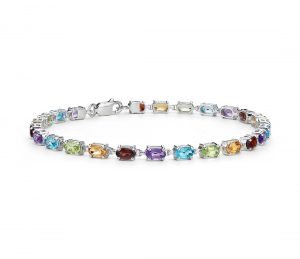 gemstone bracelets petite oval multicolor gemstone bracelet in sterling silver (5x3mm) TGYCVFN