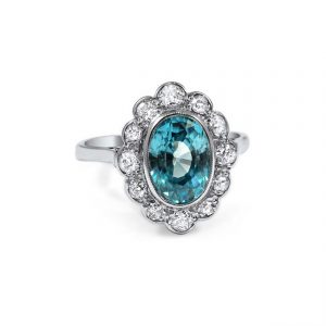 gemstone engagement rings colored stone engagement ring: genista blue zircon and diamond ring,  $2,685, VQFOCGQ